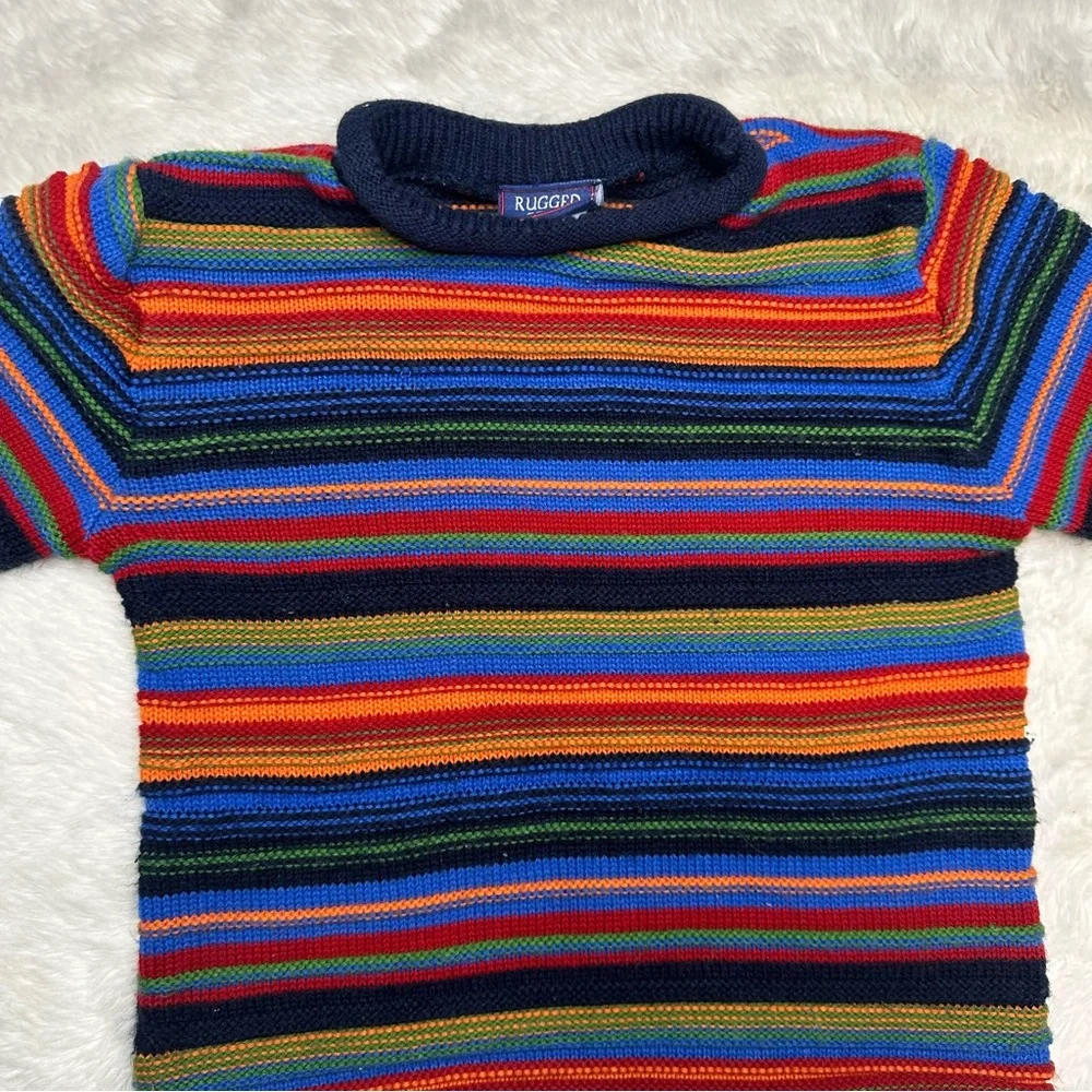 Rugged Bear Vintage Sweater Colourful Stripes Size 4 - Picture 3 of 16